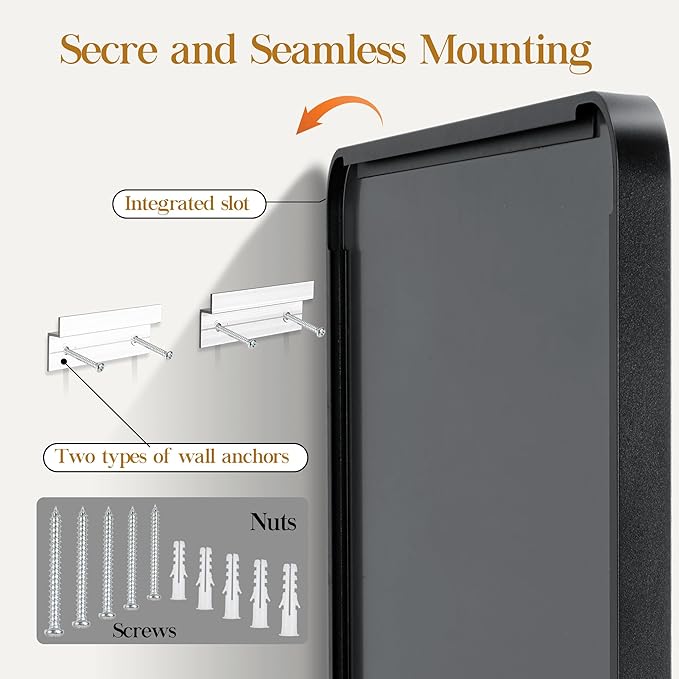 28×36 Black Bathroom Mirror, Rectangular Bathroom Vanity Mirror for Wall with Rounded Corners & Aluminum Alloy Frame, Tempered-Glass, Modern, Farmhouse, Horizontal/Vertical, Entryway, Bedroom