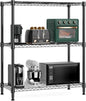 750 lbs 3 Tier Storage Rack Metal Wire Shelving Unit, Storage Standing Shelf Organizer for Laundry Bathroom Kitchen Pantry Closet Garage Basement Utility Room, Black 13.8" D x 29.5" W x 35.5" H