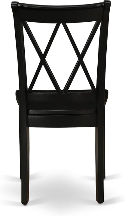 East West Furniture SHCL5-BLK-W 5 Piece Dining Room Table Set Includes a Round Wooden Table with Pedestal and 4 Kitchen Dining Chairs, 42x42 Inch, Black