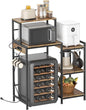 Mini Fridge Cabinet with Storage Shelves, Microwave Stand with Power Outlet, Coffee Bar Cabinet with Mini Fridge Space, Utility Storage Shelf for Home Kitchen Dorm Office