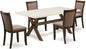East West Furniture X727MZ748-5 5 Piece Dining Room Furniture Set Includes a Rectangle Dining Table with X-Legs and 4 Coffee Linen Fabric Upholstered Chairs, 40x72 Inch, Multi-Color