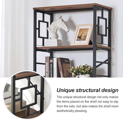 HOMISSUE Bookcase,6-Tier Tall Bookshelf Metal Bookcase and Bookshelves, Free Standing Storage Modern Bookshelf for Home Office Living Room and Bedroom, Rustic Brown