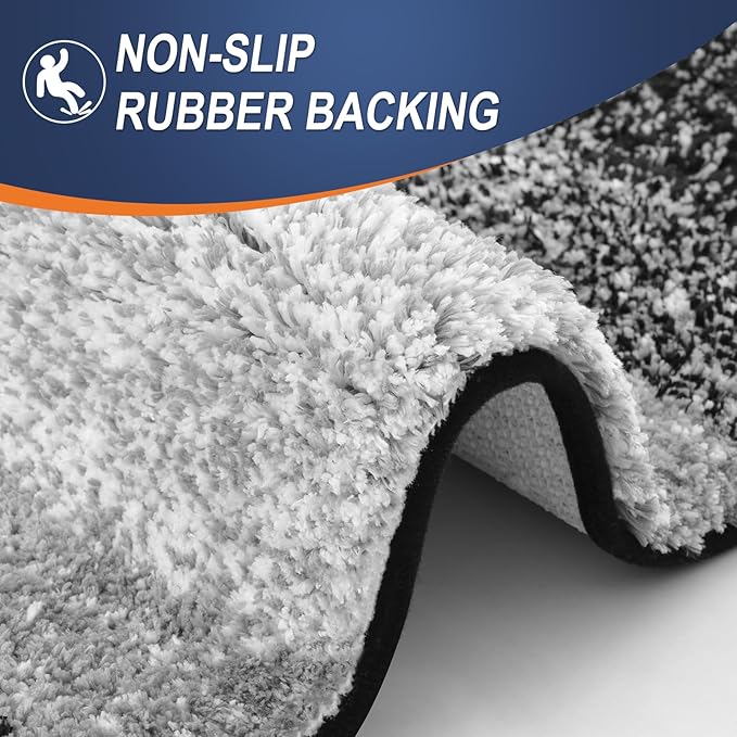 OLANLY Bathroom Runner Rugs 47x17, Extra Soft Absorbent Microfiber Bath Rugs, Rubber Backing, Quick Dry, Machine Washable Bath Mats for Bathroom Floor, Tub and Shower, Home Decor Accessories, Black