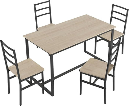 Ball & Cast 5 Pieces Dining Table Set with 4 Chairs,Kitchen Table and Chairs for 4 W/ 47.2" Rectangle Desk,Living Room Furniture W/Backrest,for Small Space,Beige