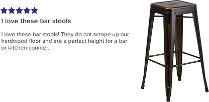 Flash Furniture Kai Commercial Grade 4 Pack 30" High Backless Distressed Copper Metal Indoor-Outdoor Barstool