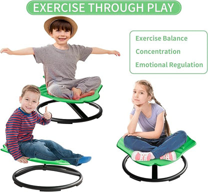 Spinning Chair for Autistic Kids, Autism Sensory Spinning Chair, Sensory Chair for ADHD Children, Sit and Spin Training Body Coordination, Upgraded Dark Green Flying Fish Shape