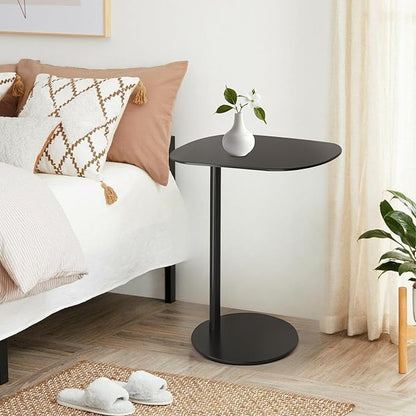 Modern Metal Side Tables Shaped End Table for Couch, Small C Shaped Side Table, C-Shaped Tables for Eating Couch Tables Counter for Living Room, Dining Room, Small Space, Black