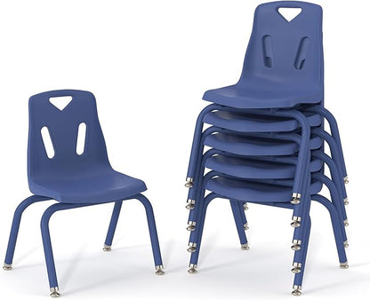 Berries Jonti-Craft 8124JC6003 Stacking Chairs with Powder-Coated Legs, 14" Height, Blue, Pack of 6