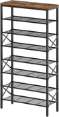 8 Tier Shoe Rack, Shoe Storage Organizer, Large Capacity Shoe Shelf Holds 32 Pairs of Shoes, Durable and Stable, for Entryway, Hallway, Closet, Dorm Room, Rustic Brown SS08BR