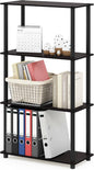 Furinno Turn-N-Tube 4-Tier Multipurpose Shelf Display Rack, Round Tubes, Dark Walnut