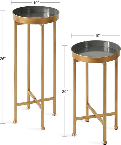 Kate and Laurel Celia Modern Side Table, Set of 2, Gray and Gold, Sophisticated End Tables for Storage and Display