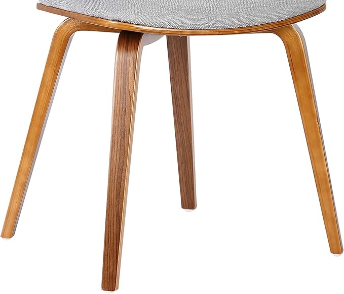 Armen Living Jaguar Mid-Century Dining Chair in Walnut Wood and Gray Fabric - Set of 4