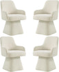 Swivel Dining Chairs Set of 4, Mid Century Modern Chairs Fabric Upholstered Armchair with Armrest & Ergonomic Backrest for Dining Room, Kitchen, Bedroom, Living Room, Beige, 4 Boxs