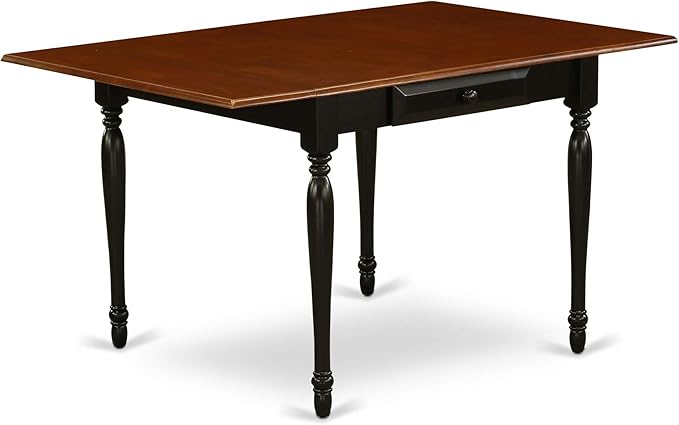 East West Furniture MZKE3-BCH-W 3 Piece Modern Dining Table Set Contains a Rectangle Wooden Table with Dropleaf and 2 Dining Chairs, 36x54 Inch, Black & Cherry