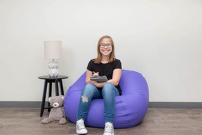 Children's Factory 35" Round Bean Bag, Bean Bag Chair with Water-Resistant Cover for Kids, Flexible Seating for Classroom Elementary, Easy to Clean, Purple