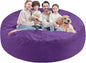 7FT Bean Bag Chair, Large Bean Bag Chairs with Memory Foam Filled, Fluffy Beanbag Sofa with Dutch Velvet Cover, Round BeanBag Chairs for Living Room, Playroom - Purple
