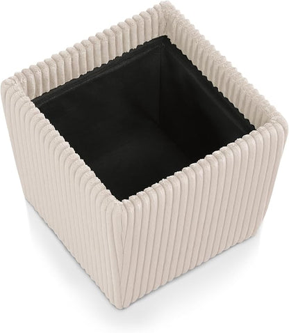 Furniture of America Lennox Modern Chenille 17-inch Square Storage Ottoman with Reversible Tray Top, Upholstered Footstool for Living Room, Bedroom, Entryway, Beige Pink