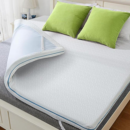 Dreamsmith Queen Size Mattress Topper - 4 Inch Cooling Gel Memory Foam Mattress Pad for Pressure Relief, Bed Topper with Removable Washable Soft Cover Non-Slip, CertiPUR-US & Oeko-Tex Certified