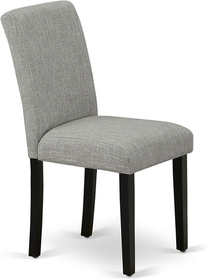 East West Furniture X696AB106-6 6 Piece Dining Room Set Contains a Rectangle Dining Table with X-Legs and 4 Shitake Linen Fabric Parson Chairs with a Bench, 36x60 Inch, Multi-Color