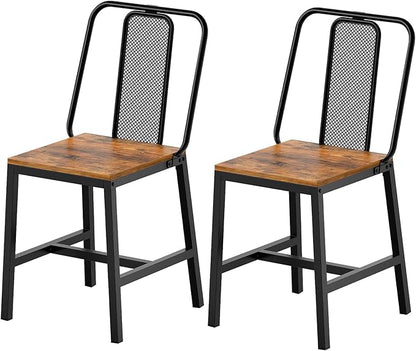 Dining Chairs Set of 2, Wooden Kitchen Chairs, Farmhouse Dining Chairs with Back Support, for Living Room, Kitchen, Rustic Brown and Black CY01L2BRN1
