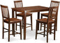 East West Furniture YAVN5-MAH-W 5 Piece Counter Height Dining Set Includes a Rectangle Dinette Table and 4 Kitchen Dining Chairs, 30x48 Inch, Mahogany