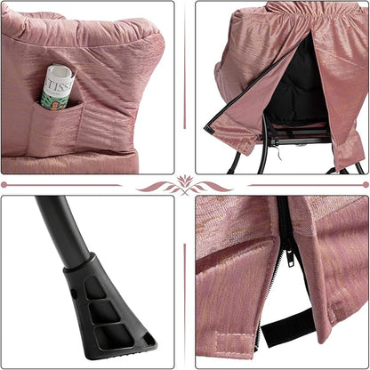 HollyHOME Modern Fabric Large Lazy Chair, Accent Oversized Comfy Reading Chair with Armrest, Thick Padded Cozy Lounge Sofa for Living Room, Bedroom, Dorm, Gilding Pink