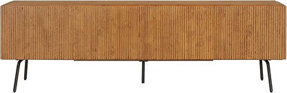 NTC Veil TV Stand with 4 Doors for TVs up to 75’’, Media Console with Vertical Groove Design and Metal Legs, Modern Entertainment Center for Living Room and Bedroom, Effortless Assembly, Teak Look