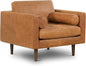 Poly & Bark Napa Lounge Chair - Leather Chair with Tufted Back - Full-Grain Living Room Armchair with Feather-Down Topper - Single Couch - Vintage Italian Leather in Cognac Tan