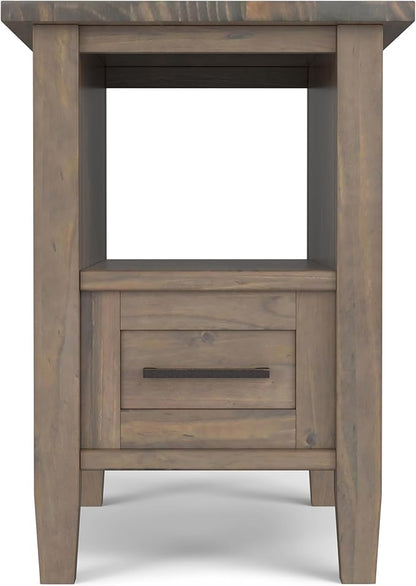 SIMPLIHOME Ela Solid Wood 14 inch Wide Rectangle Transitional Narrow End Table in Smoky Brown for The Living Room and Bedroom