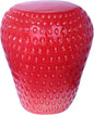 18" Red Strawberry Stool Statue Fruit-Inspired Side Table Indoor Outdoor Accent Seat Plant Stand MGO Garden Stool for Patio Balcony or Living Room Decor