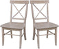 X-Back Dining Chairs Set of 2 Washed Gray Taupe Solid Wood Parawood Construction, Stylish and Comfortable Chairs for Kitchen/Dining, 18.9"W x 22.2"D x 36.9"H, 225 lb Weight Capacity