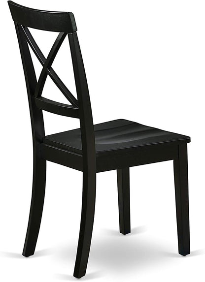 East West Furniture LGBO5-BLK-W 5 Piece Kitchen Table & Chairs Set Includes a Rectangle Dining Room Table with Butterfly Leaf and 4 Dining Chairs, 42x84 Inch, Black