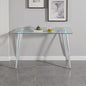 Dining Table for 6 Rectangular 47.2" Modern Glass Dining Table Kitchen & Dining Room Tables with Glass Tabletop and Metal Legs for Dining Room, Clear