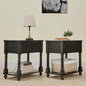 LEEMTORIG Set of 2 Solid Wood End Table Narrow Side Table with Drawer, Cherry Wood End Table Living Room, 13" W Slim Small Nightstand, 22" D x 22.3" H, No-Tools Assembly, Rustic Black BBJ-004-BK