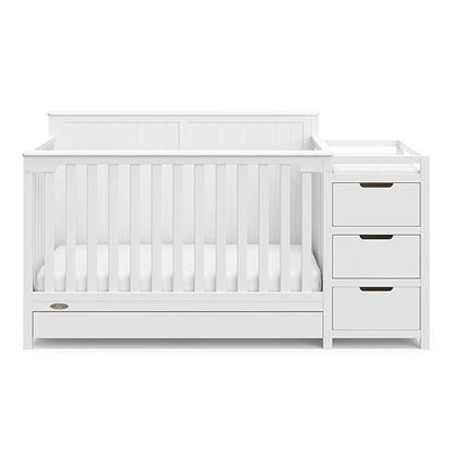 Graco Hadley All-in-One Convertible Crib & Changer (White) – GREENGUARD Gold Certified, Fits Standard Crib Mattress, Converts to Toddler Bed and Full Bed, 4 Adjustable Mattress Heights