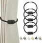 BEL AVENIR Magnetic Curtain Tiebacks, Decorative Drapery Holdbacks Modern Woven Tie-Backs with Exquisite Knot (Charcoal, 4 Pack)