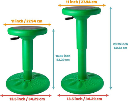 ActiveChairs Adjustable Wobble Stool, Flexible Classroom Seating, Improves Focus, Posture and Helps ADHD/ADD, Sensory Chair, Active Fidget Chairs Adjusts from 16.65" to 23.75" Ages 13-18 Green
