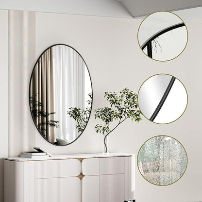 Koonmi Black Oval Bathroom Mirror, 30"x40" Bathroom Vanity Mirror, Oval Mirror for Bedroom Living Room Entryway, Hangs Horizontal or Vertical