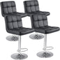DUMOS Bar Stools Set of 4, 24 inch Counter Height Bar Stools, Upholstered Modern Kitchen Barstools with Metal Base, PU Leather Saddle Stools for Kitchen Island, Black
