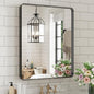 WEER Black Bathroom Mirror for Wall, 24X30 Inch Matte Black Mirror, Rectangular Black Metal Framed Vanity Mirror with Tempered Glass, Rounded Corner, Anti-Rust (Horizontal/Vertical)
