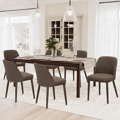 COLAMY Upholstered Dining Chairs Set of 4, Modern Kitchen Chairs with Back, Leather Side Dining Room Chairs with Wood Legs for Kitchen Dining Room Restaurant, Dark Brown