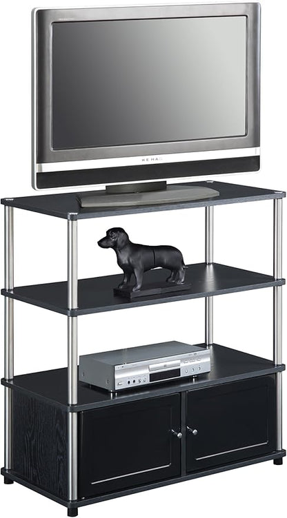 Convenience Concepts Designs2Go Highboy TV Stand with Storage Cabinets and Shelves for TVs up to 40 Inches, Black