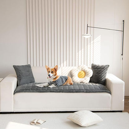 OTOB Couch Covers for 3 Cushion Sofa Pet Friendly, Plush Fuzzy Non Slip Sofa Covers Washable, Soft All Seasons Sofa Slipcovers Furniture Protector Dog Bed Mat (Dark Gray, 27.6" x 82.7")