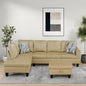 Modern Living Room Furniture Sets with Pillows, Modular Sectional Couches with Chaise Lounge, 4-Seaters L Shape Sofa with Storage Ottoman, for Living Room, Black