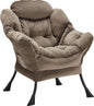 Lazy Chair Thick Padded, Comfy Velvet Accent Lounge Chair with Stable Frame, Leisure Sofa Armchair with Armrests and Side Pocket, Reading Chair for Bedroom, Living Room, Office, Dark Gray
