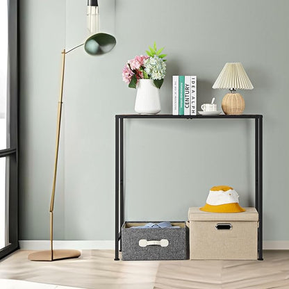 Small Entryway Console Table - Industrial Narrow Behind Couch Sofa Table, Skinny Entrance for Hallway, Wood Thin for Living Room, Foyer, Corridor (Brown)