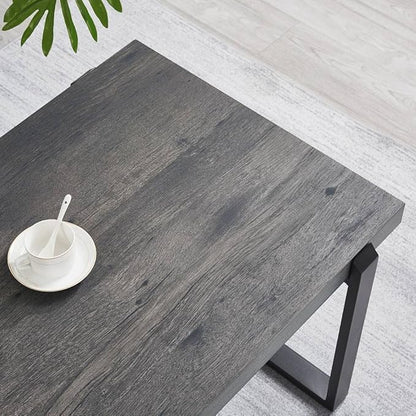 EXCEFUR Modern Coffee Table, Rustic Wood and Metal Center Table, Rectangle Cocktail Tea Table for Living Room, Grey, 44 Inch