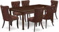 East West Furniture DODA7-MAH-26 7 Piece Dining Room Set Consists of a Rectangle Wooden Table with Butterfly Leaf and 6 Polyester Fabric Upholstered Chairs, 42x78 Inch, Mahogany