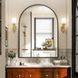 Arch Bathroom Mirror, 24x36 inch Arched Bathroom Mirror/Wall Mounted Vanity Mirror - Arch Metal Frame Wall Mirror for Bathroom Bedroom Living Room, Black