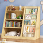 Kids Bookshelf and Toy Storage Organizer, 4 Tier Wooden Kids Book Shelf with Sling Book Rack in Kids Room Playroom Nursery for Kids, Children, Toddlers